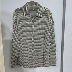 Olive and White Textured Button Down Shirt
